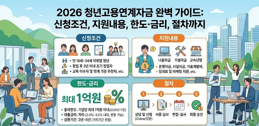 2026년 청년고용연계자금 신청조건과 지원내용, 한도·금리·절차까지